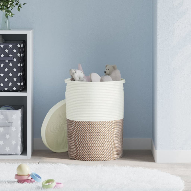 Vidaxx panier de rangement avec couvercle ø 37x50 cm coton marron et blanc