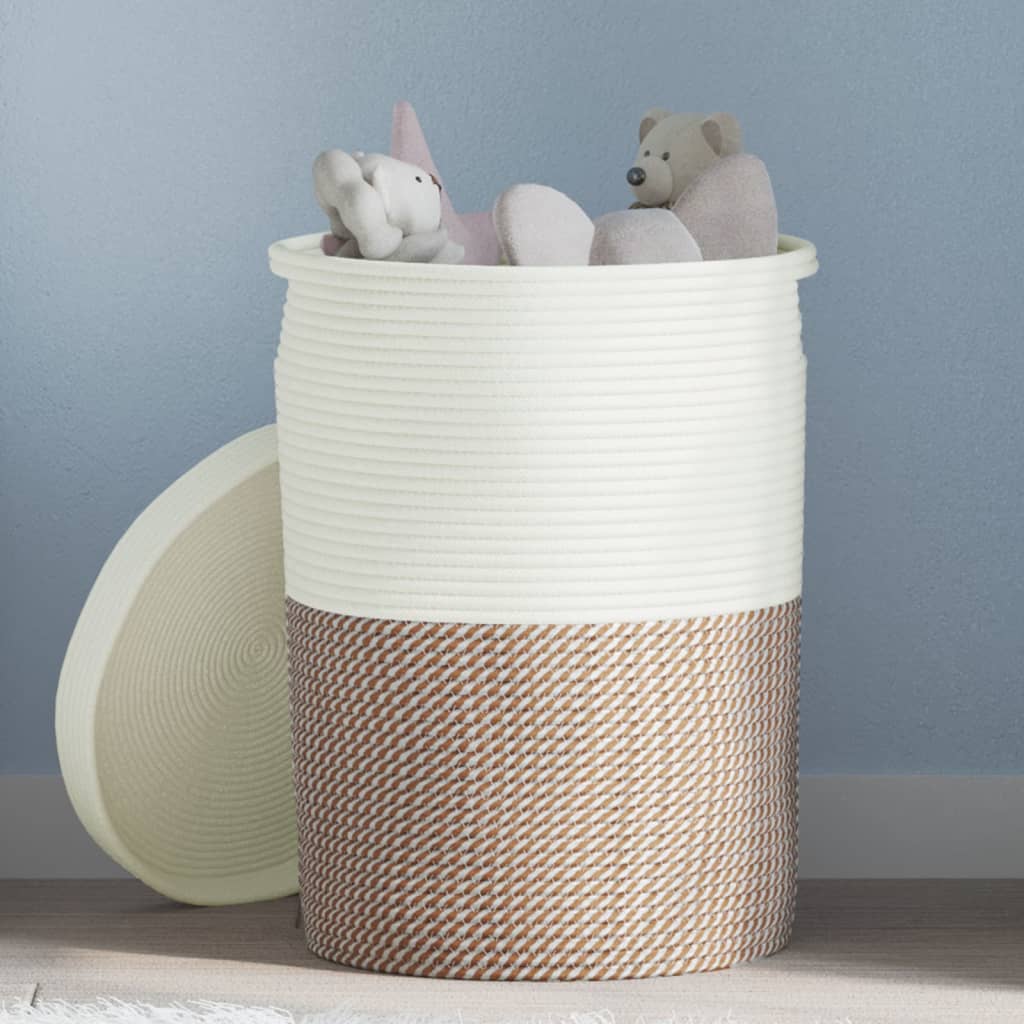 Vidaxx panier de rangement avec couvercle ø 37x50 cm coton marron et blanc