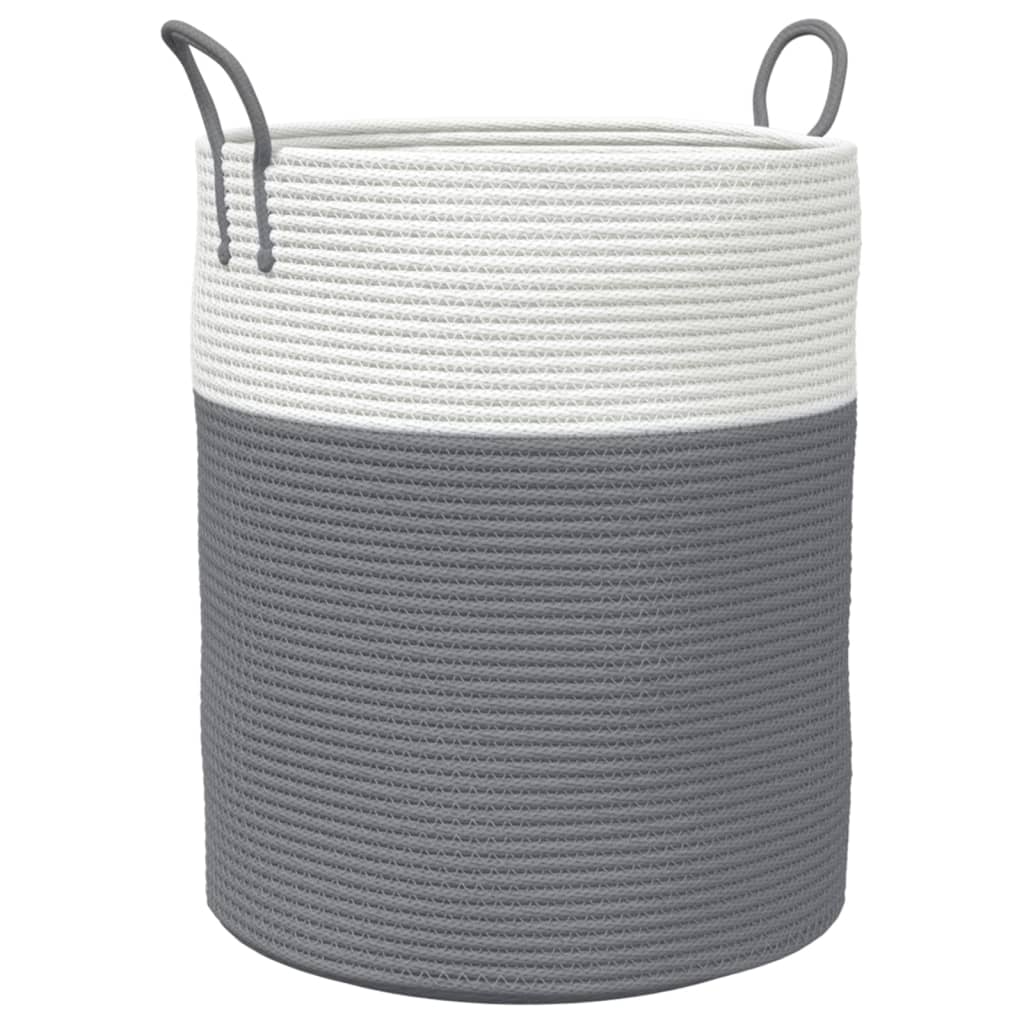 Panier de rangement Vidaxl Ø 38x46 cm Coton gris et blanc