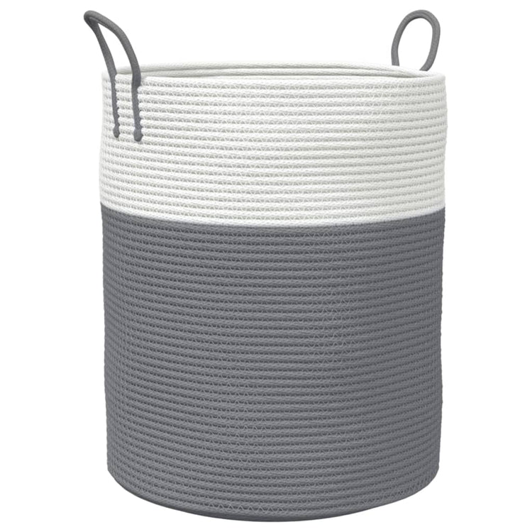 Panier de rangement Vidaxl Ø 38x46 cm Coton gris et blanc