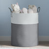 Panier de rangement Vidaxl Ø 38x46 cm Coton gris et blanc