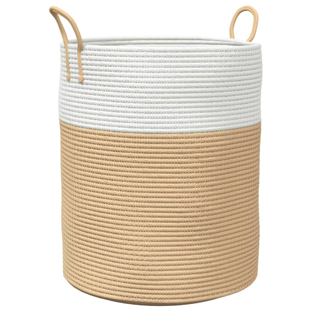Panier de rangement Vidaxl Ø 38x46 cm Coton beige et blanc