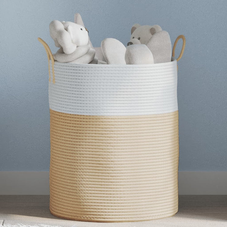Panier de rangement Vidaxl Ø 38x46 cm Coton beige et blanc