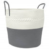 Panier de rangement Vidaxl Ø 43x38 cm Coton gris et blanc