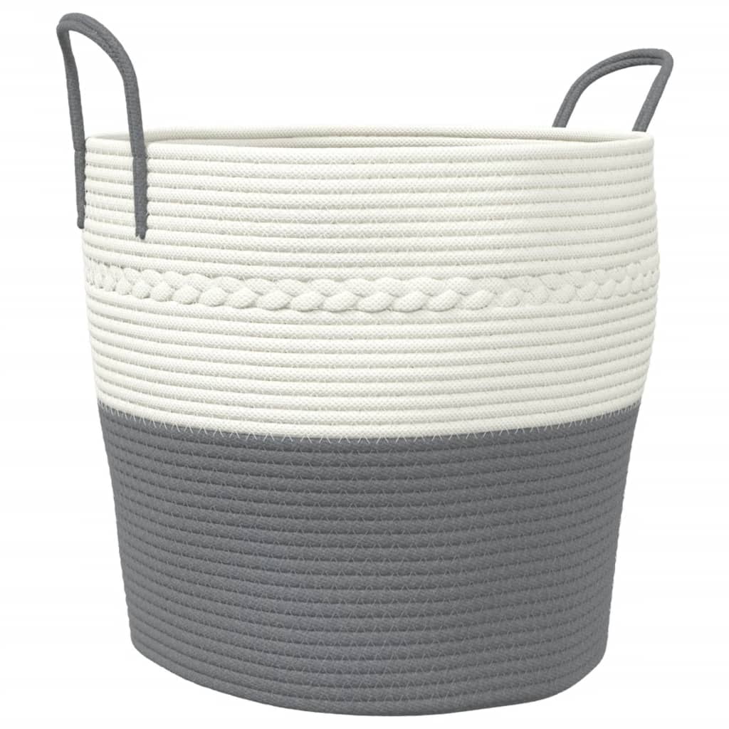 Panier de rangement Vidaxl Ø 43x38 cm Coton gris et blanc