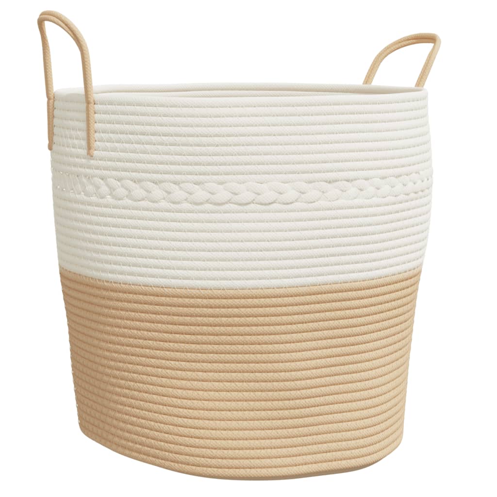 Panier de rangement Vidaxl Ø 43x38 cm Coton beige et blanc