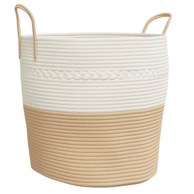 Panier de rangement Vidaxl Ø 43x38 cm Coton beige et blanc