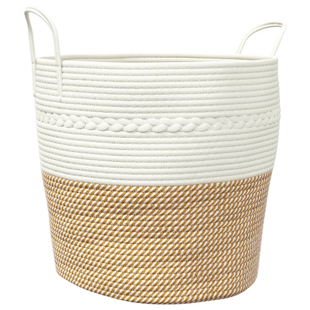 Panier de rangement Vidaxl Ø 43x38 cm Coton brun et blanc