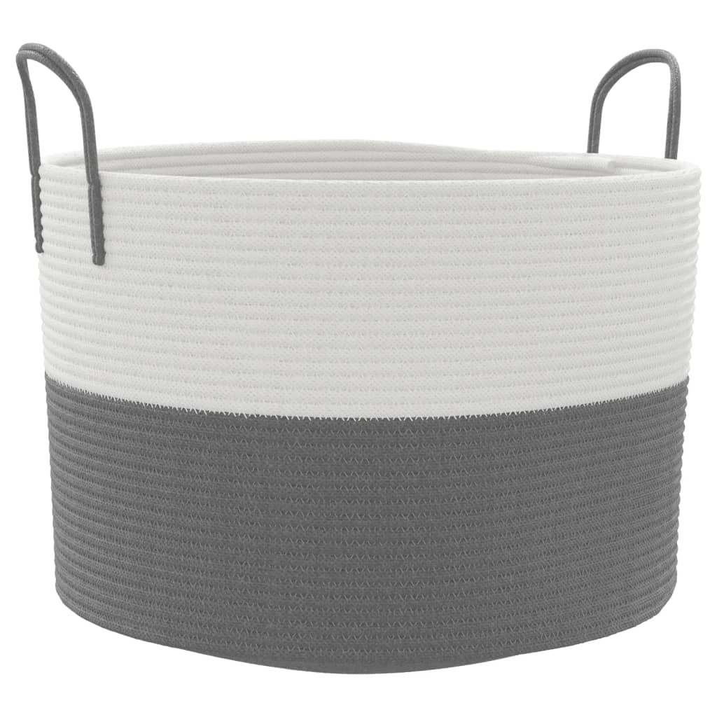 Panier de rangement Vidaxl Ø 51x33 cm Coton gris et blanc