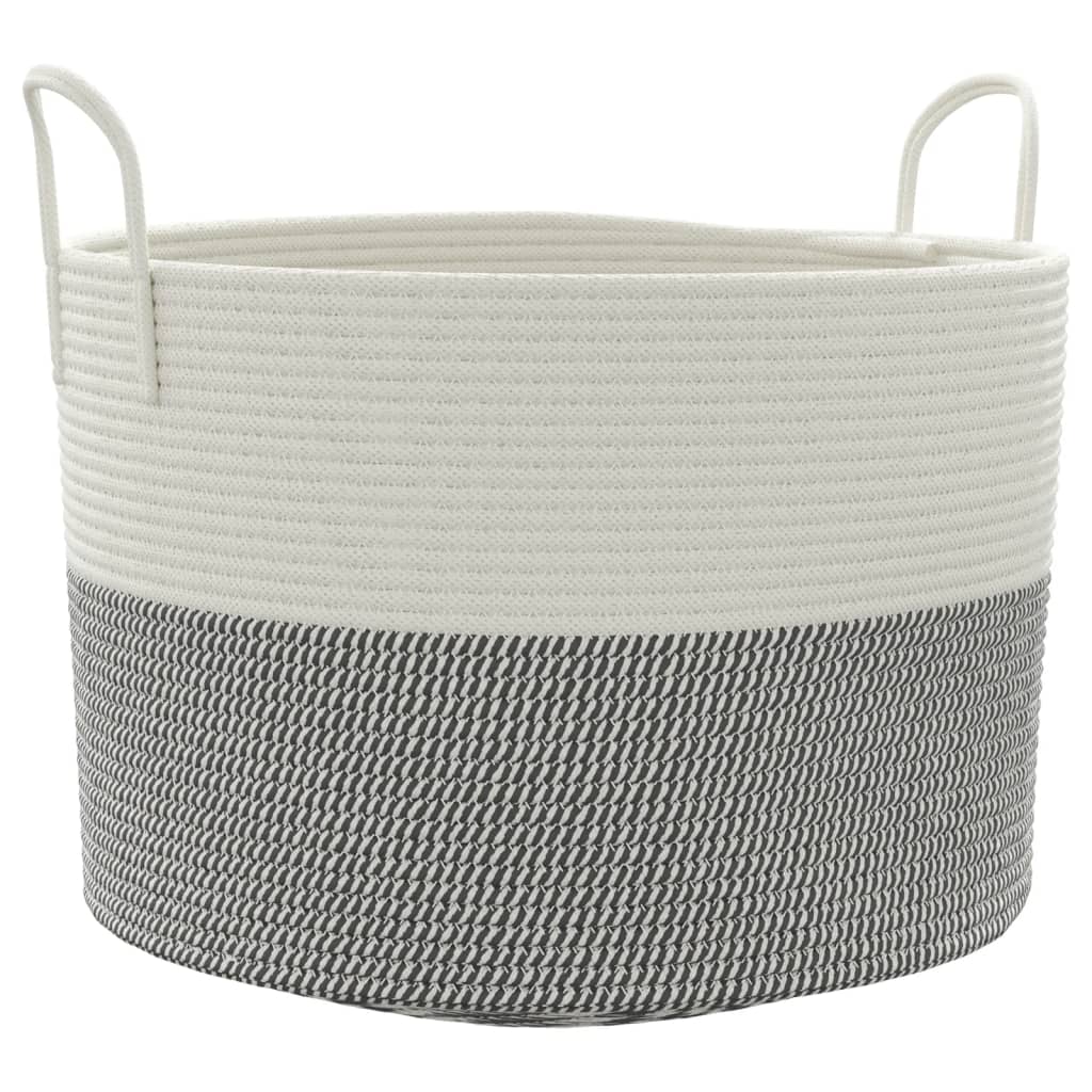 Panier de rangement Vidaxl Ø 51x33 cm Coton gris et blanc