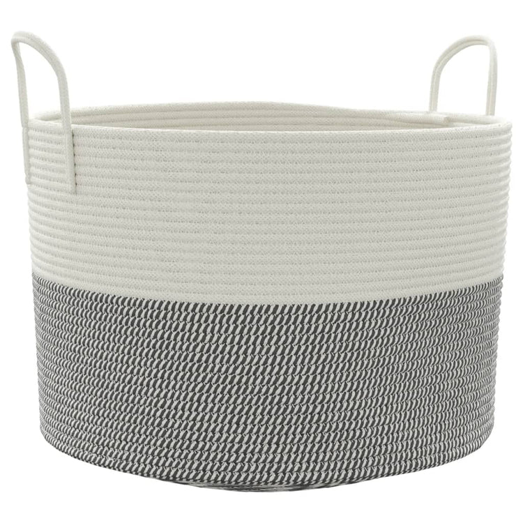 Panier de rangement Vidaxl Ø 51x33 cm Coton gris et blanc