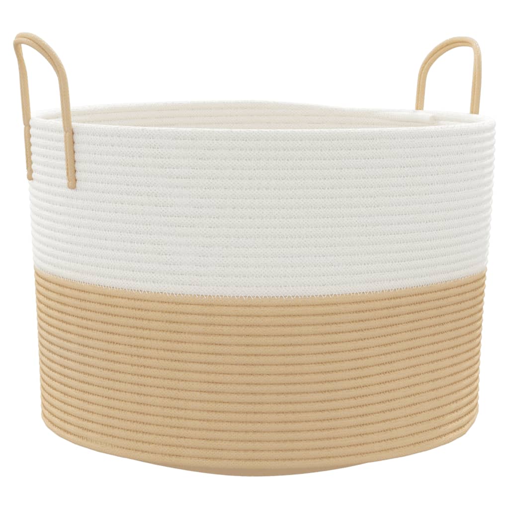 Panier de rangement Vidaxl Ø 51x33 cm Coton beige et blanc