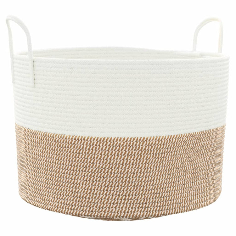 Panier de rangement Vidaxl Ø 51x33 cm Coton brun et blanc