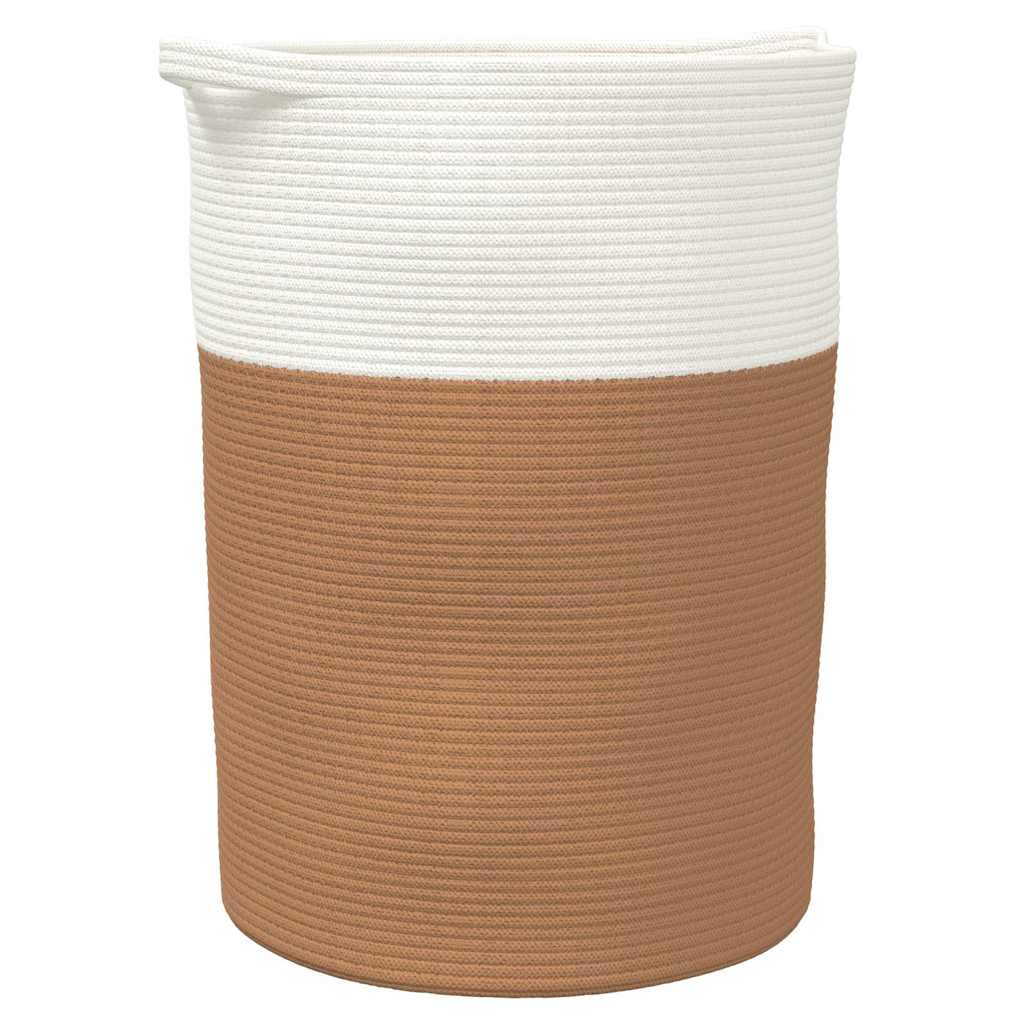Panier de rangement Vidaxl Ø 49x65 cm Coton brun et blanc