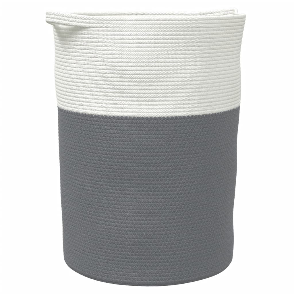Panier de rangement Vidaxl Ø 49x65 cm Coton gris et blanc