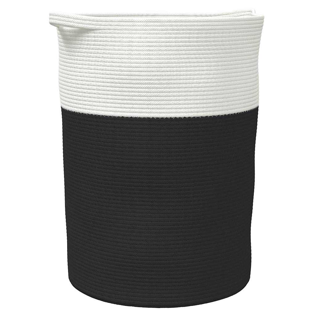 Panier de rangement Vidaxl Ø 49x65 cm Coton noir et blanc