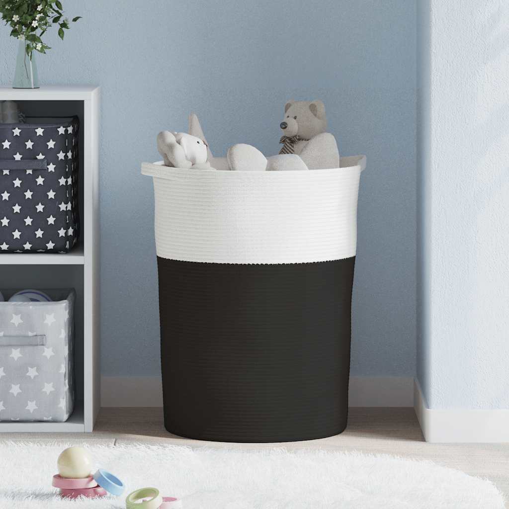 Panier de rangement Vidaxl Ø 49x65 cm Coton noir et blanc