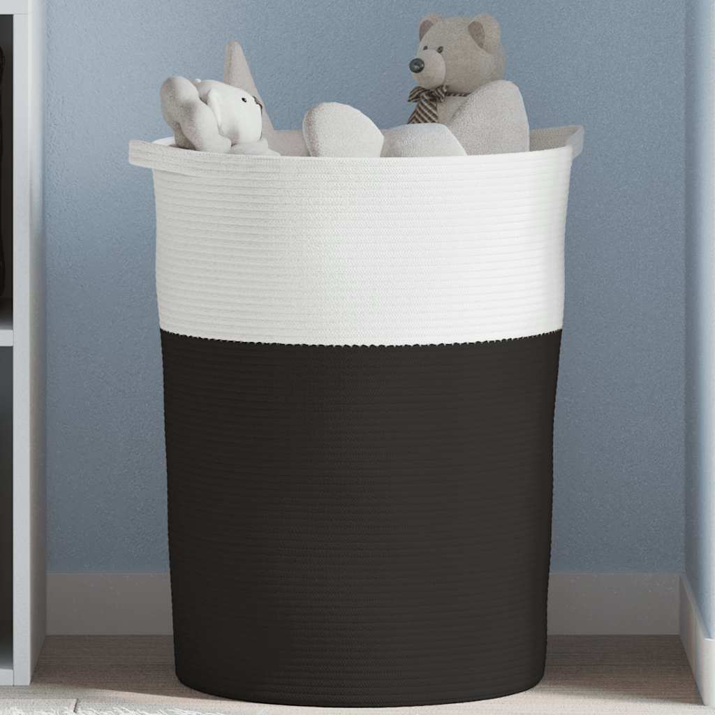 Panier de rangement Vidaxl Ø 49x65 cm Coton noir et blanc