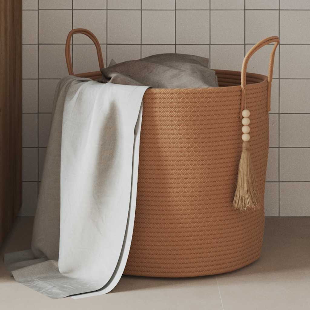 Panier de rangement Vidaxl Ø 40x35 cm Coton brun
