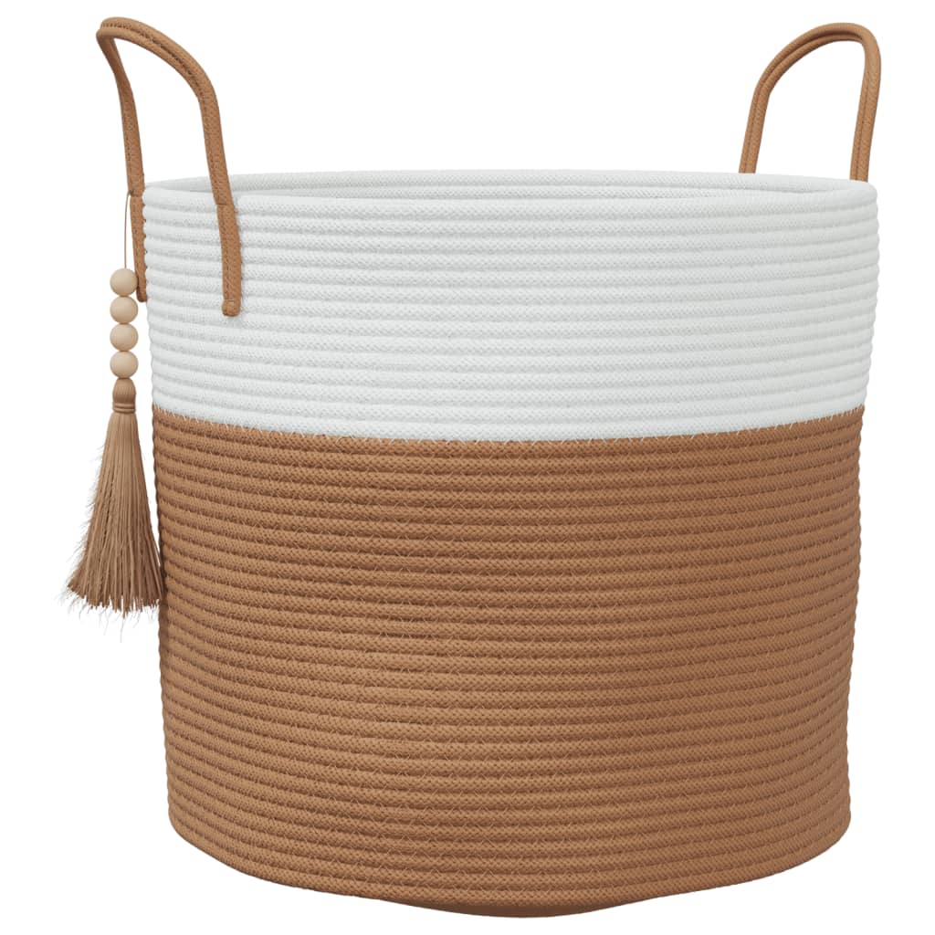 Panier de rangement Vidaxl Ø 40x35 cm Coton brun et blanc