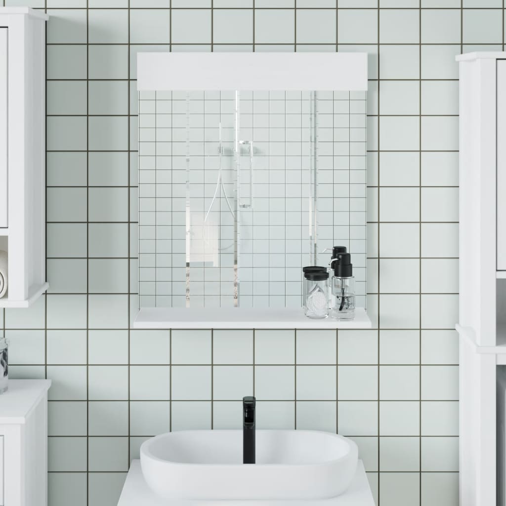 VidaXL miroir de salle de bain avec étagère montagne 60x12x70 cm bois massif blanc