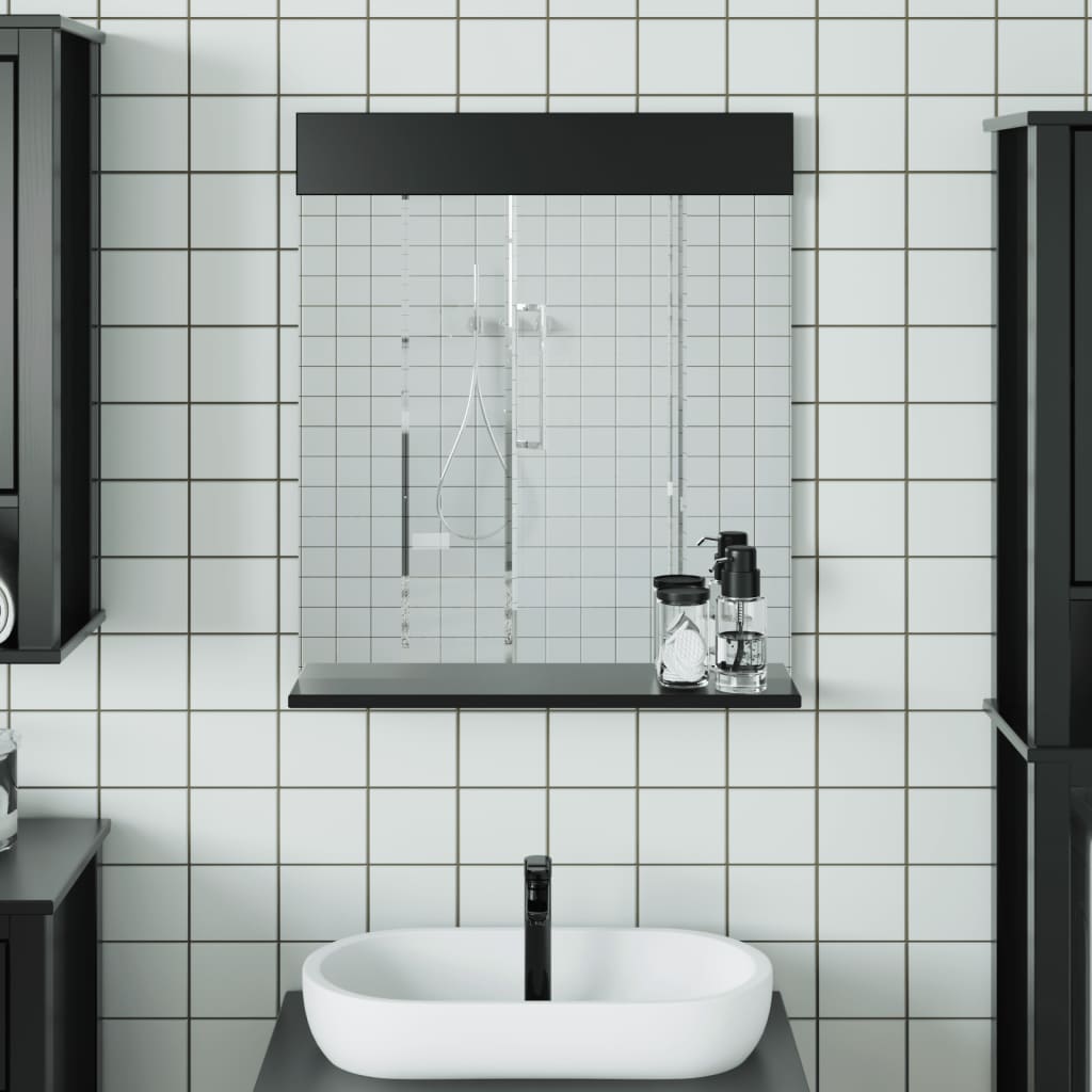 Vidaxx miroir de salle de bain avec étagère montagne 60x12x70 cm bois massif noir