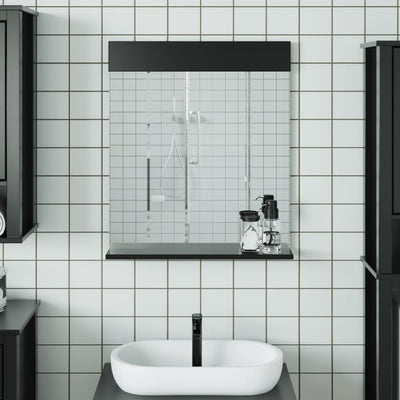 Vidaxx miroir de salle de bain avec étagère montagne 60x12x70 cm bois massif noir