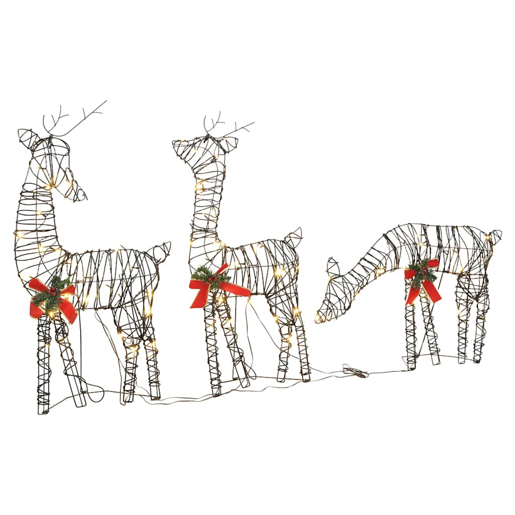Vidaxl Christmas Decorations Rendeer Family 90 LEDS RATTAN WHITE