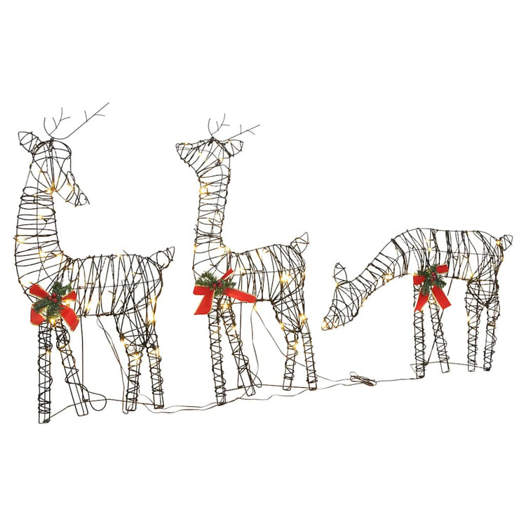 Vidaxl Christmas Decorations Rendeer Family 90 LEDS RATTAN WHITE