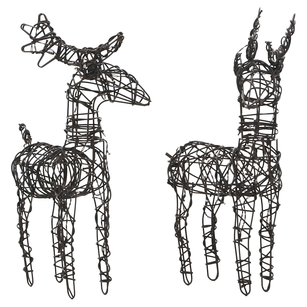Vidaxl Christmas Decorations Reindeer 2 St 80 LEDS RATTAN WHITE