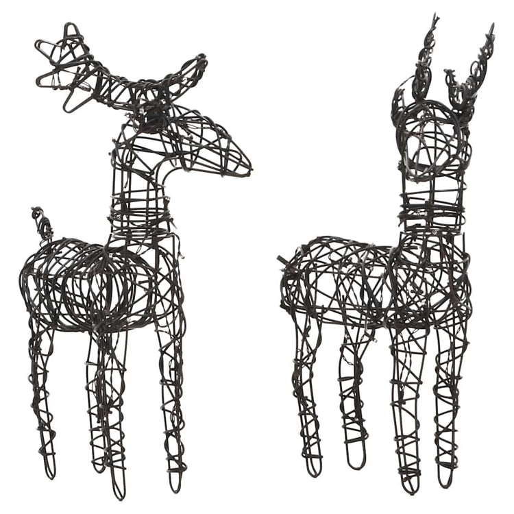 Vidaxl Christmas Decorations Reindeer 2 St 80 LEDS RATTAN WHITE