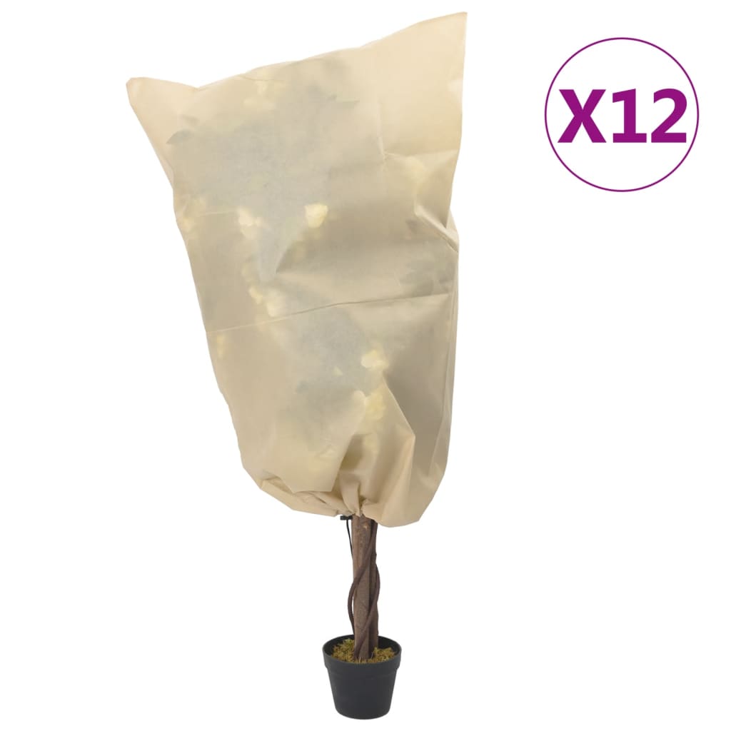 Vidaxxl couvertures pour plantes avec cordon de serrage 12 pcs 70 g m² 0,8x0,8 m