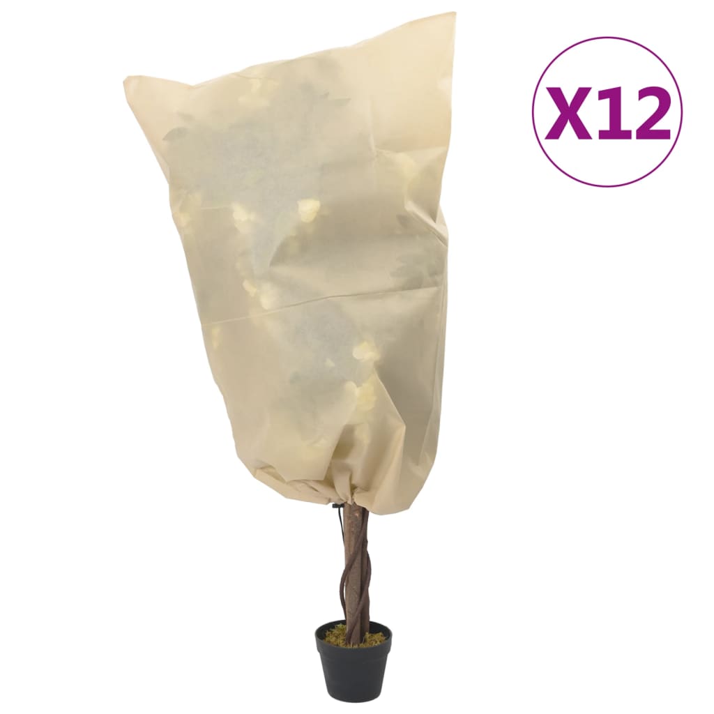 Vidaxxl couvertures pour plantes avec cordon de serrage 12 pcs 70 g m² 0,8x1,2 m