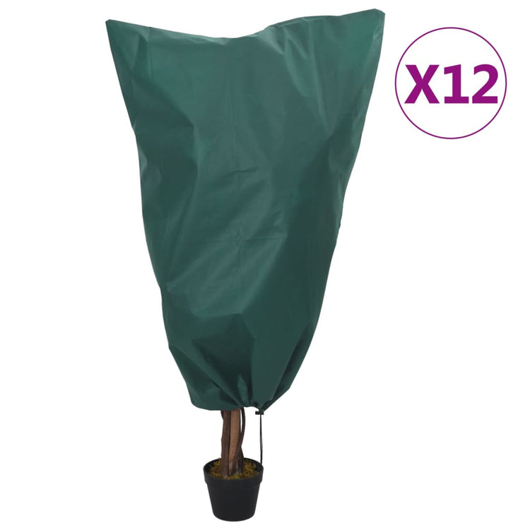 Vidaxxl couvertures pour plantes avec cordon de serrage 12 pcs 70 g m² 0,8x1,2 m