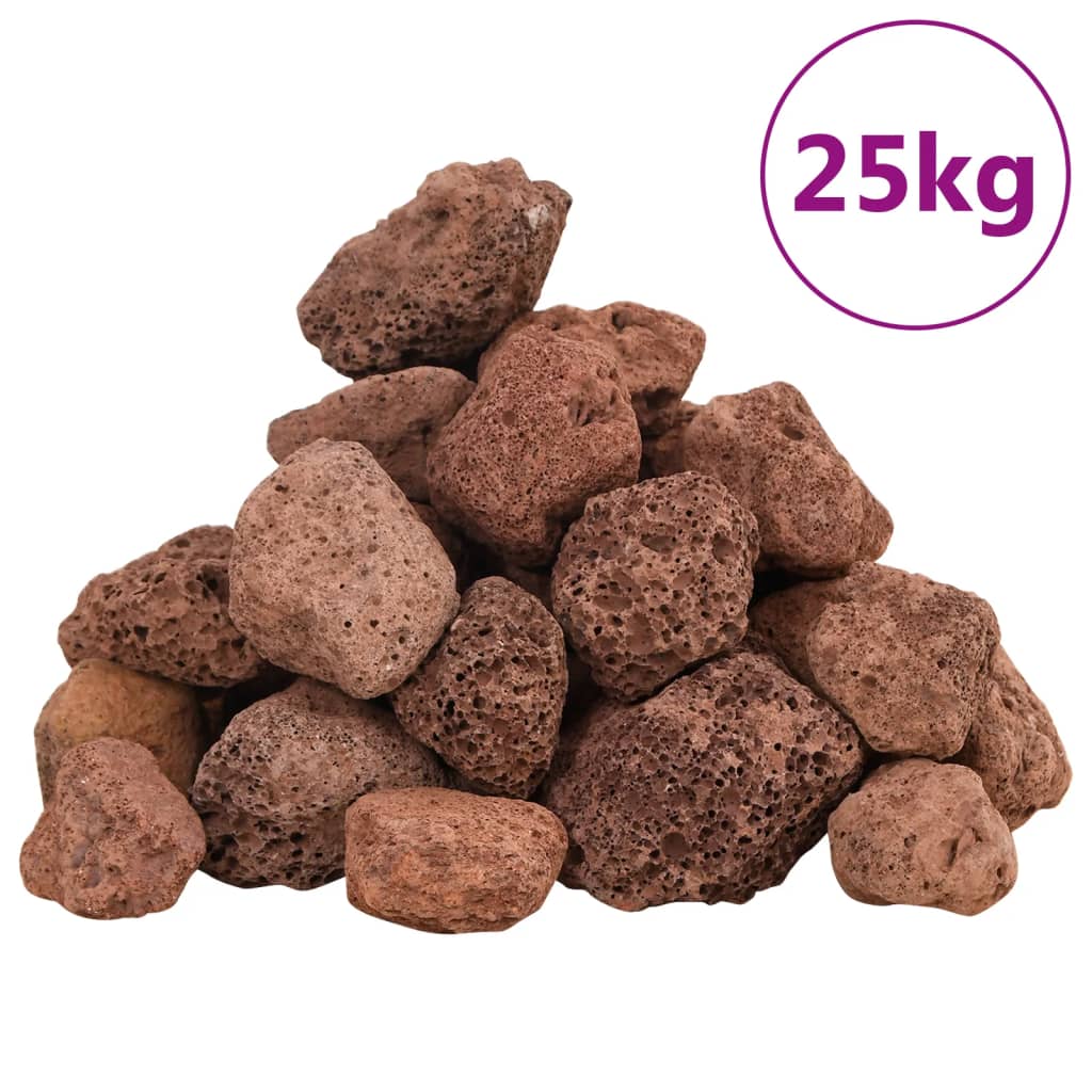 VidaXL pierres de lave 25 kg 3-5 cm rouge
