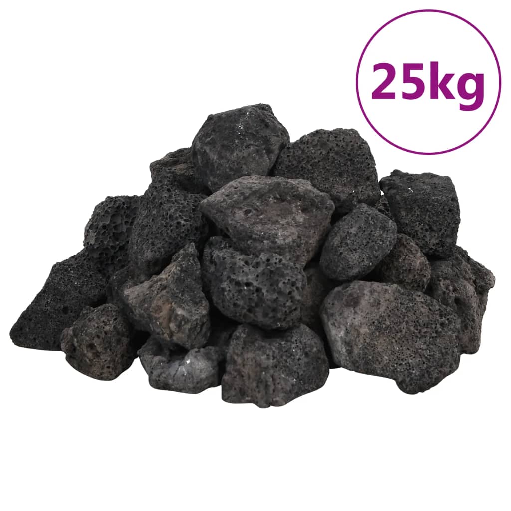 Vidaxl Lava Stones 25 kg 3-5 cm noir