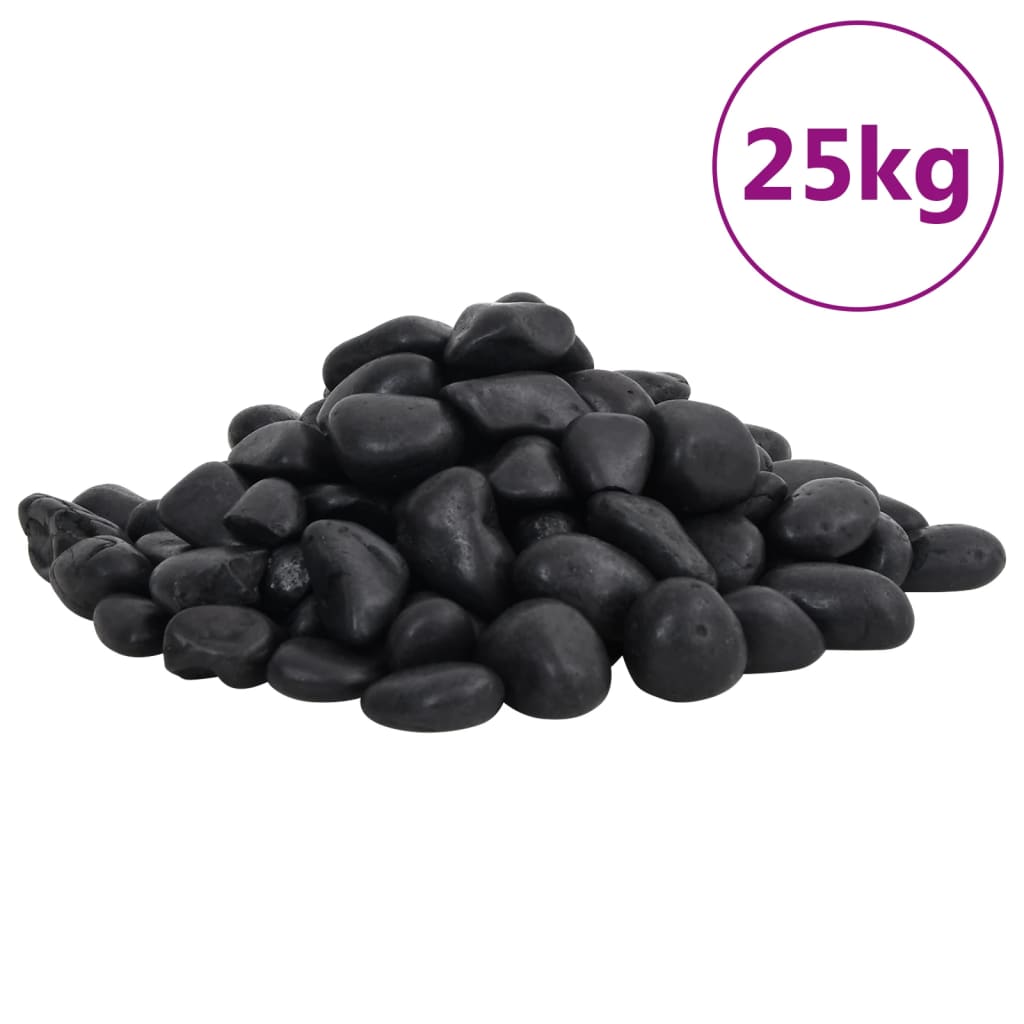 Vidaxl galets polis 2-5 cm 25 kg noir