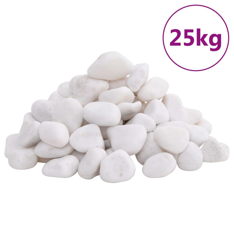 Vidaxl galets polis 2-5 cm 25 kg blanc