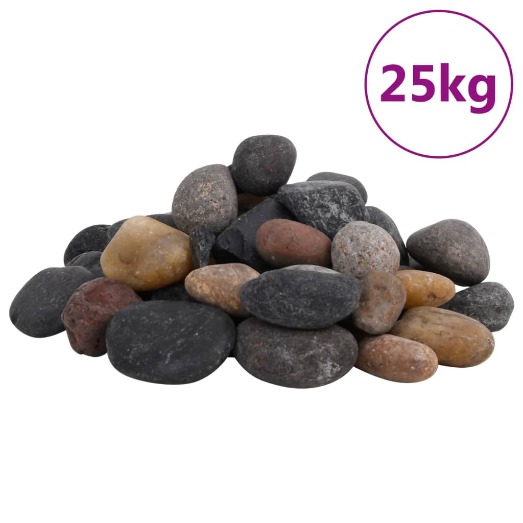 Vidaxl cailloux poli 5 à 8 cm 25 kg multicolores