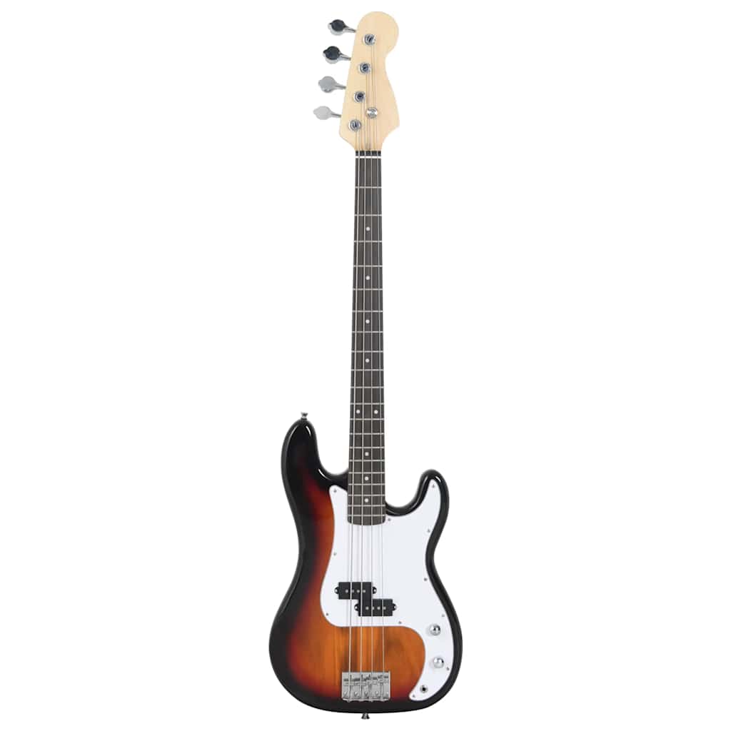 Guitare de basse Vidaxl pour les débutants électriques avec sac 4 4 46 Brown blanc