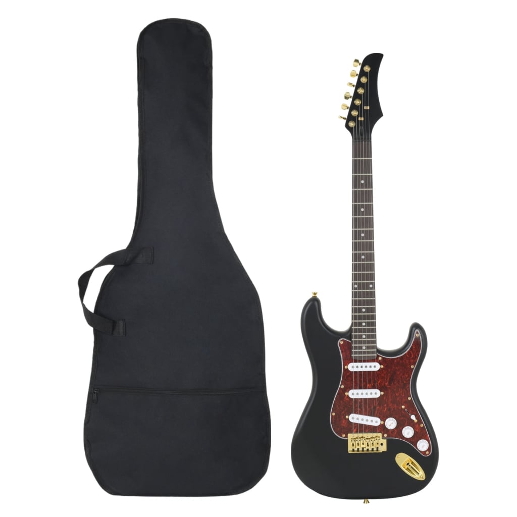 Guitare vidaxl pour les débutants électriques avec sac 4 4 39 noir et or