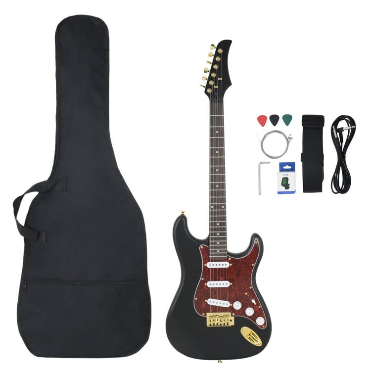 Guitare vidaxl pour les débutants électriques avec sac 4 4 39 noir et or