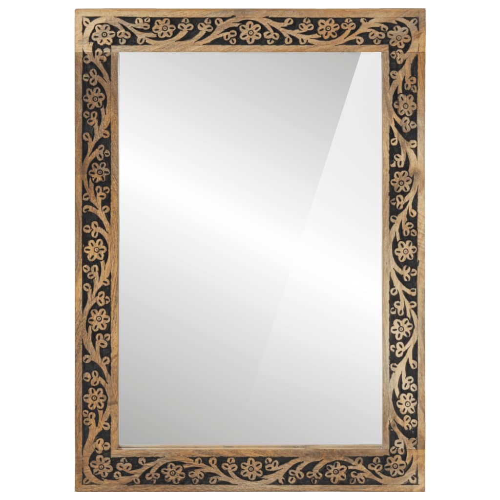 Miroir de salle de bain Vidaxl 50x70x2,5 cm en bois et verre massif massif