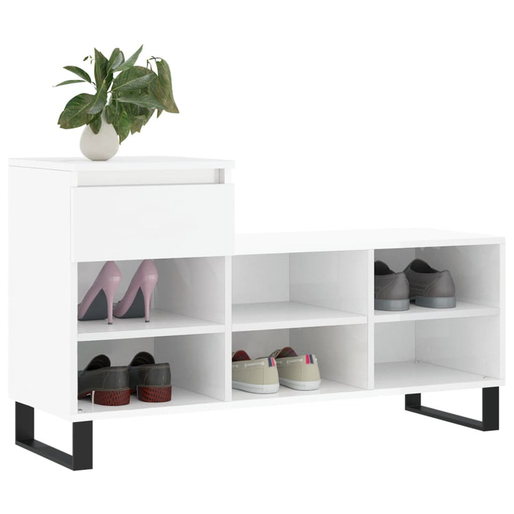 Armoire à chaussures Vidaxl 102x36x60 cm en bois de bois haut blanc