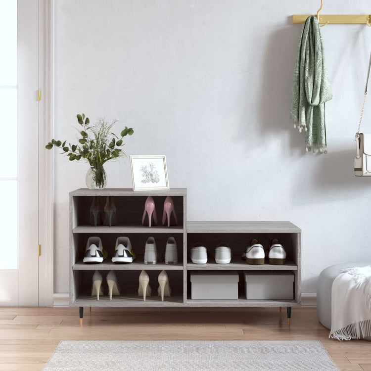 Armoire à chaussures Vidaxl 102x36x60 cm en bois de bois de sonoma gris