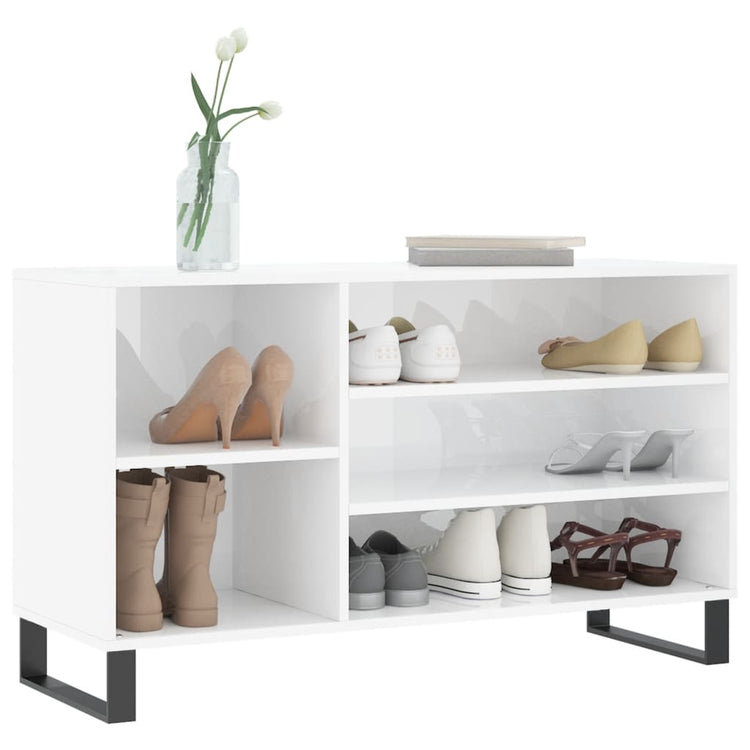 Armoire à chaussures Vidaxl 102x36x60 cm en bois de bois haut blanc