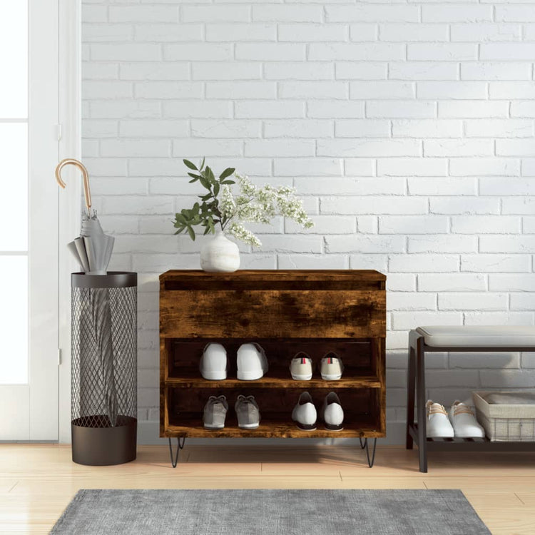 Vidaxx armoire à chaussures 70x36x60 cm bois traité, chêne fumé