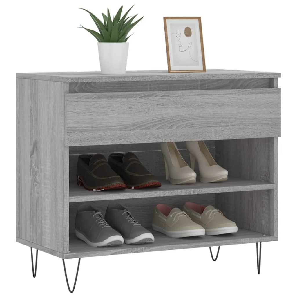 VidaXL armoire à chaussures 70x36x60 cm bois d'ingénierie gris sonoma