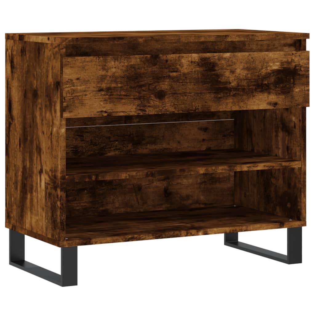 Armoire à chaussures Vidaxl 70x36x60 cm en bois de bois de chêne fumé coloré