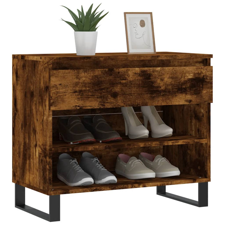 Armoire à chaussures Vidaxl 70x36x60 cm en bois de bois de chêne fumé coloré
